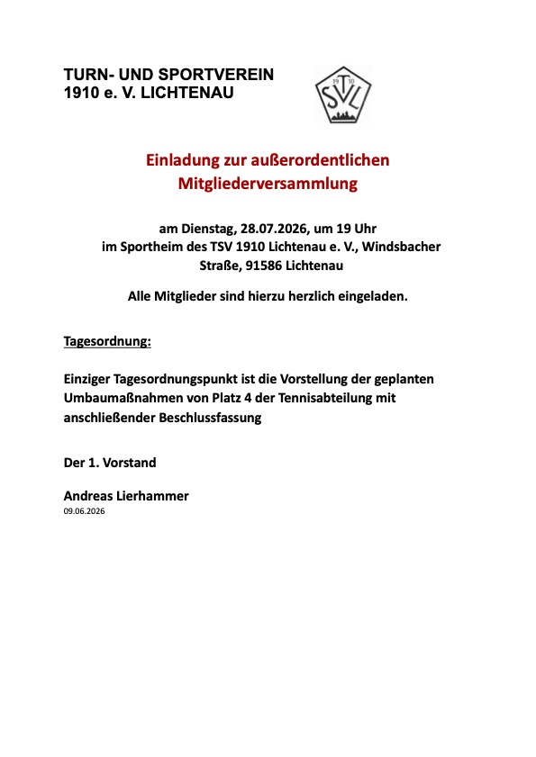 Einladung Mitgliederversammlung 28.07.2026